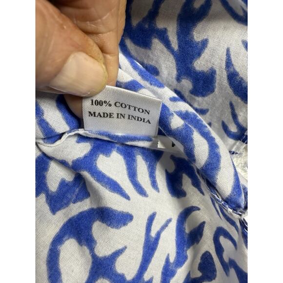 Sulu Collection Blue White Embroidered Cotton Tunic XL Boho Resort Coastal Chic - Picture 9 of 11